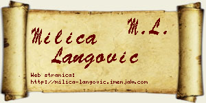 Milica Langović vizit kartica